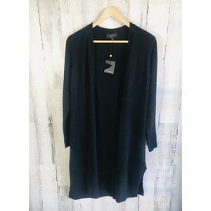 NWOT Charter Club 100% Cashmere Duster Long Cardigan Black Open Front XS